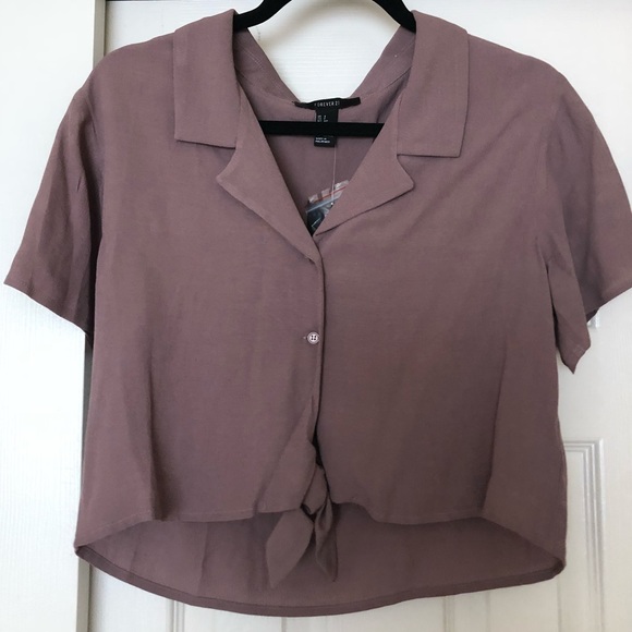 HOST PICK Forever 21 Cropped Button Up Top - Picture 2 of 5